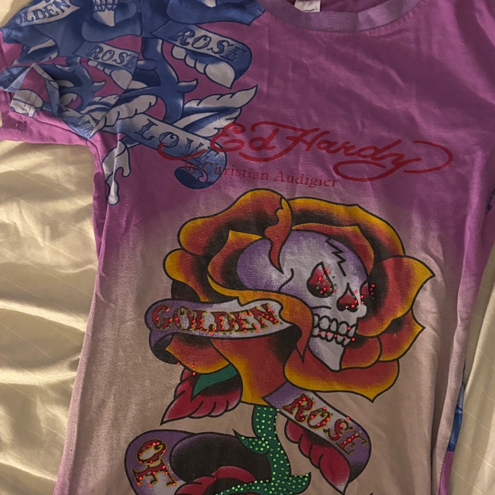 Ed Hardy womens Multicolor Graphic Tee